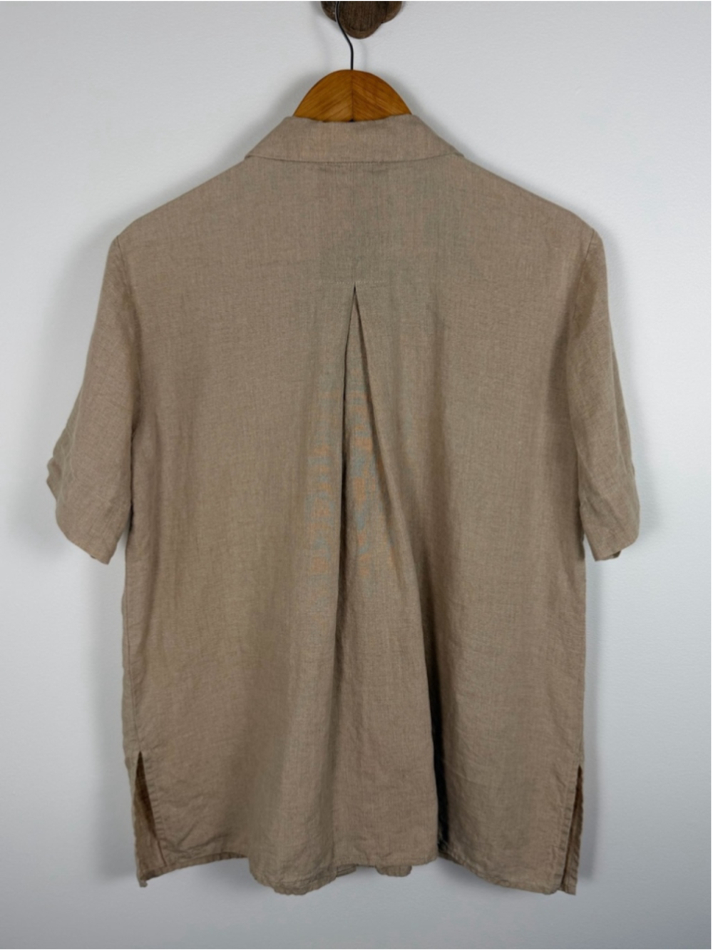 Eileen Fisher Beige Organic Linen Boxy Button Up Minimalist Capsule Shirt XS - Picture 6 of 9